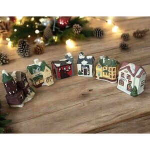 Midwestern Home Lighted Christmas Village Lot of 6 Buildings Holiday Decor
